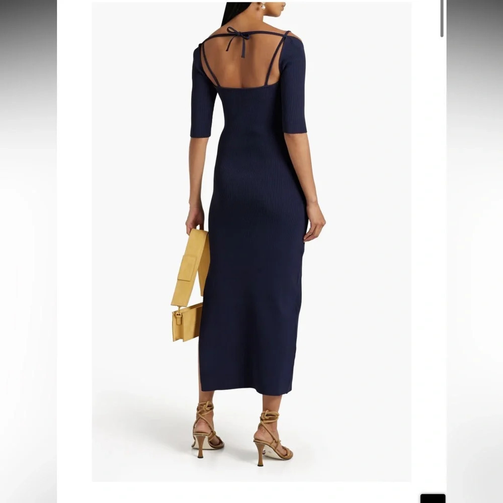 $1595 Nwt Altuzarra Women's Blue Mareen Knit Fitted Dress 3/4 Sleeve Size M - Picture 3 of 16